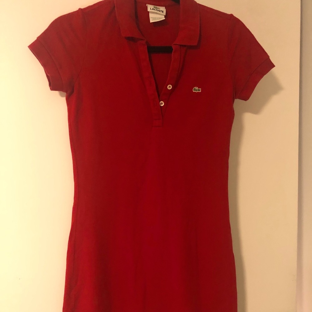 Red Lacoste Collared Dress Size Small 34
